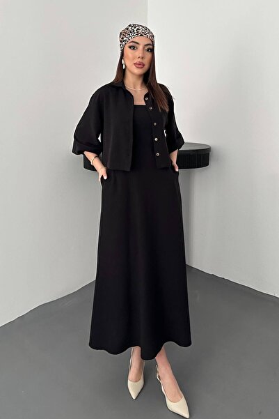 LOKADI Set de două piese pentru femei, bej, aspect in: rochie maxi cu bretele...