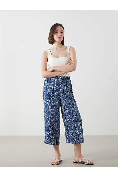 LC Waikiki Özmarka New Season Elastic Waist Patterned Women's Capri Pants