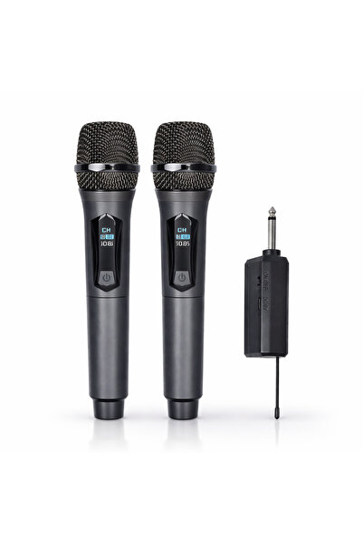Bubitechh Karaoke İçin Çiftli UHF Kablosuz Mikrofon 50m Dijital Ekran