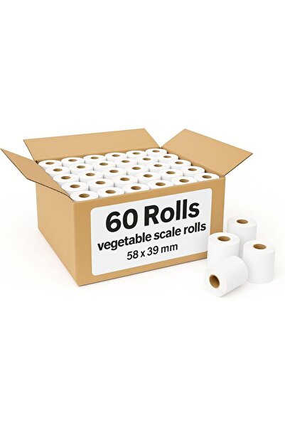Generic AOURA 58x39 mm Label Rolls | 60 pcs | Vegetable Scale & POS Receipt P...