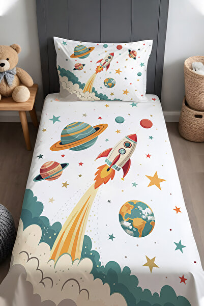 EVPANYA السفر إلى الفضاء منقوش غطاء سرير وغطاء الوسادة
