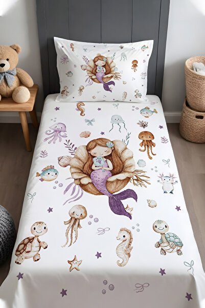 EVPANYA Mermaid Tale Patterned Bedspread and Pillowcase