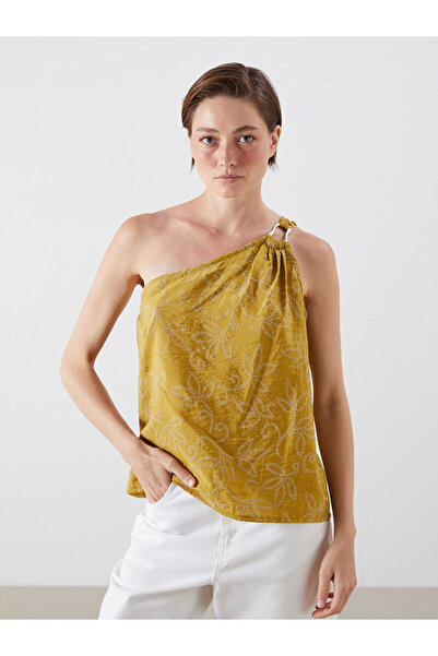 LC Waikiki Peak New Season Single Shoulder Embroidered Ruched Blouse