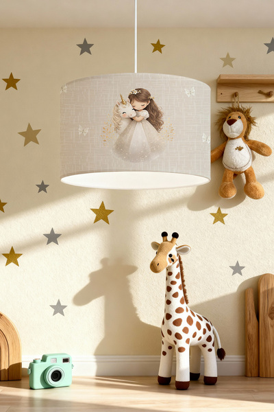 EVPANYA Unicornlu Prenses Desenli Çocuk Odası Avize