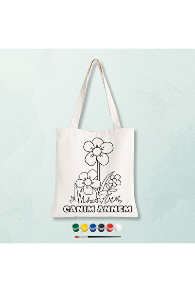 Cemira Canım Annem Yazılı Boyalı Boyanabilir Bez Çanta 35x40 cm - Anneler Gün...