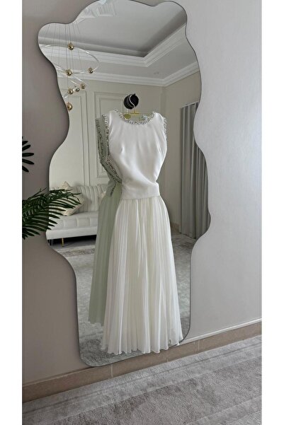 alweshah alahmar Two-piece pleated midi dress