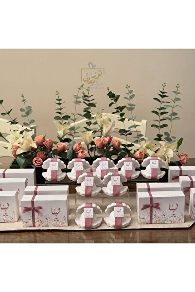 No branded بكج توزيعات مواليد بالاسم واللون حسب الطلب – 24 حبة