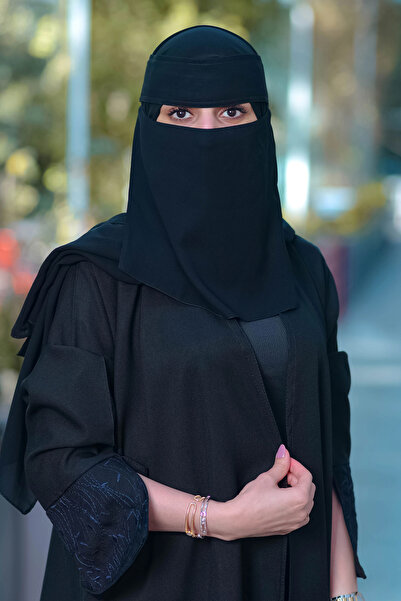 Hasnaa Abaya نقاب جنز ملكي وسط 2 مغاط