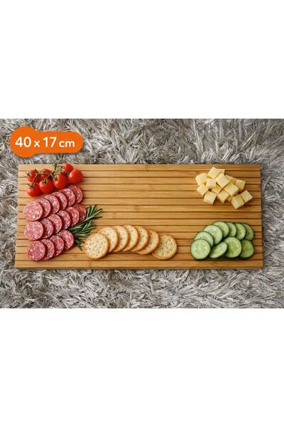 MUTFAKÇIM Natural Wooden Cheese and Presentation Plate Rectangular 40X17 cm