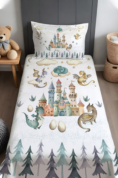 EVPANYA أرض التنانين منقوش غطاء سرير وغطاء وسادة