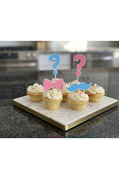 Sürpriz Cinsiyet Belirleme Cupcake Takımı - Baby Shower Kek Seti 4 lü