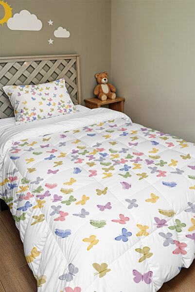 EVPANYA Spring Butterflies Patterned Single Duvet and Pillowcase