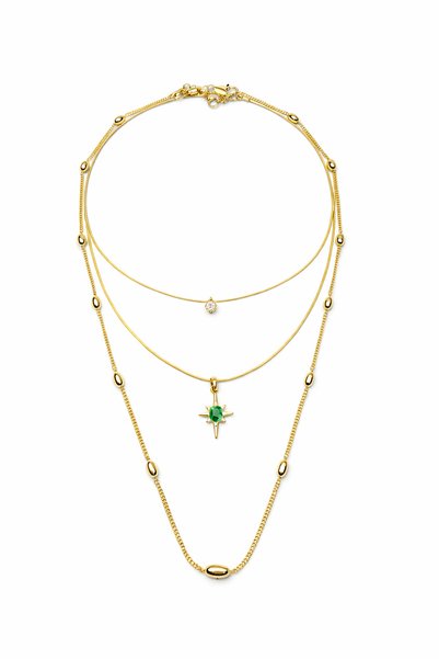 db DİLEK BAŞ TASARIM Steel Gold Triple Chain Necklace