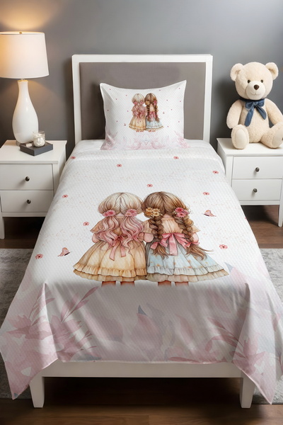 EVPANYA الصداقة الأبدية منقوش مفرد مجموعة بيبي كيدز قماش بيكي