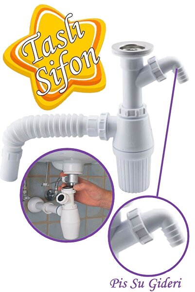 Mikasso Pis Su Giderli Sökülebilir Tas'lı Çift Gider Sifon Körüklü Temizleneb...