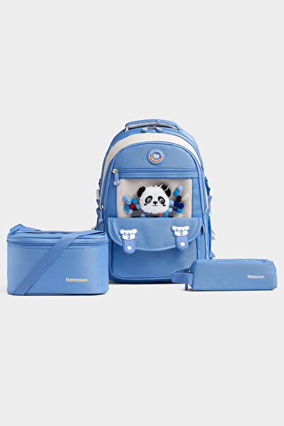 Relaxion Rlx-1940 Set of 3 Children's Primary School Lunch Box with Pen Holde...