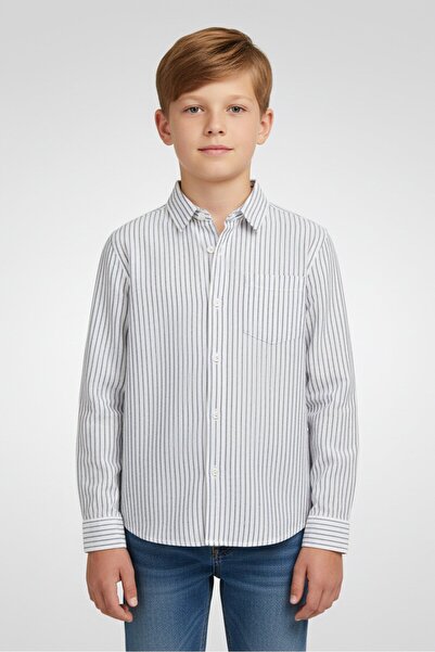 Nautica Jeans Kids Boy Stripe Long Sleeve Casual Shirt, Multicolor