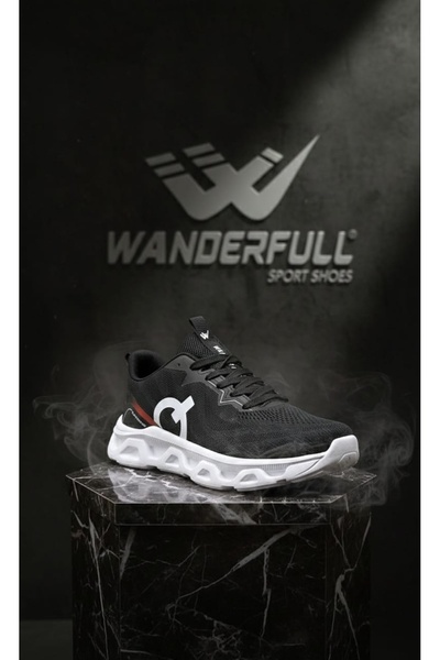 Wanderfull Erkek Siyah Beyaz Comfort Taban Günlük Koşu ve Yürüyüş Ayakkabısı ...