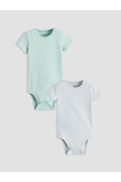 LC Waikiki Lcw Baby Crew Neck Short Sleeve Baby Boy Bodysuit 2-Pack