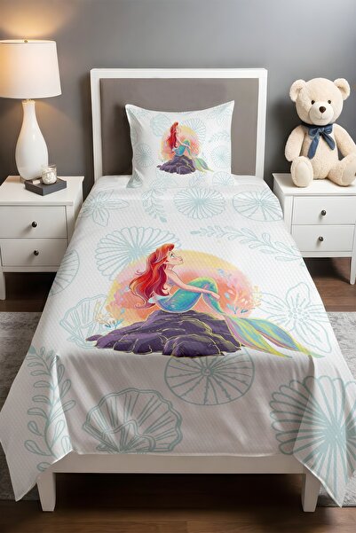 EVPANYA مجموعة حلم حورية البحر منقوش مفرد للأطفال الصغار قماش بيكي قطعة