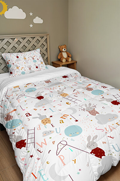 EVPANYA Sleepy Rabbits Patterned Single Duvet and Pillowcase