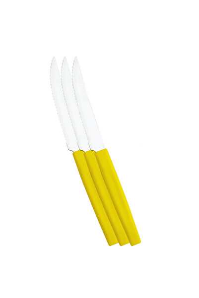Simonaggio Set of 6 steak knives BELIZE with yellow plastic handle