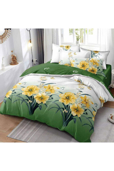 Patul Fine Cotton Linen, Sulphur, Double Bed, 2 Persons, 6 Pieces