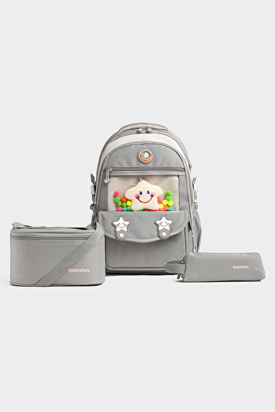 Relaxion Rlx-1940 Set of 3 Children's Primary School Lunch Box with Pen Holde...
