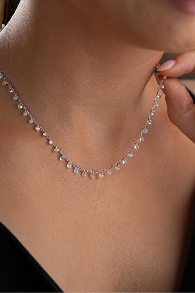 Silvano Jewelry 925 Ayar Gümüş Rodyum Kaplama Özel Tasarım Taşlı Kolye