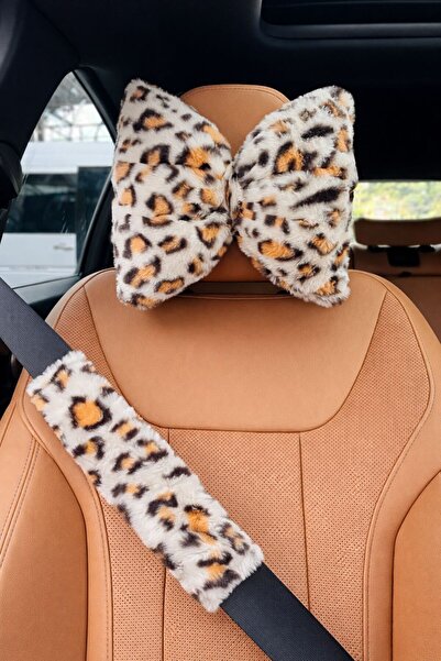 Masalia طبعة الفهد قطع من وسادة رقبة السيارة الفاخرة وحزام الأمان بتصميم فيون...