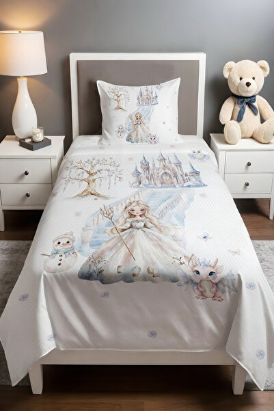 EVPANYA مجموعة الأميرة الجليدية السحرية منقوش مفرد للأطفال الصغار قماش بيكي