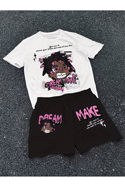 macklin تيشيرت وشورت بتصميم خاص من Dream Make مطبوع للجنسين - طقم علوي وسفلي