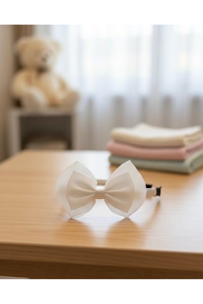 Çınar Aksesuar Coroana de maternitate - Coroana de maternitate din organza albă cu design cu fundă mare - Accesoriu de maternitate pentru externare din spital