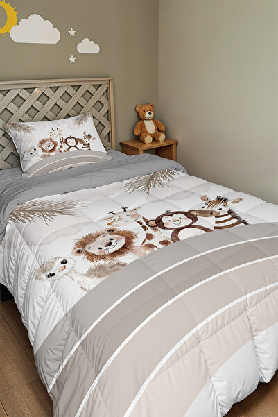 EVPANYA Односпальне ковдра та наволочка з малюнком «Друзі сафарі»