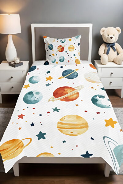 EVPANYA مجموعة الكواكب الملونة منقوش مفرد للأطفال الصغار قماش بيكي