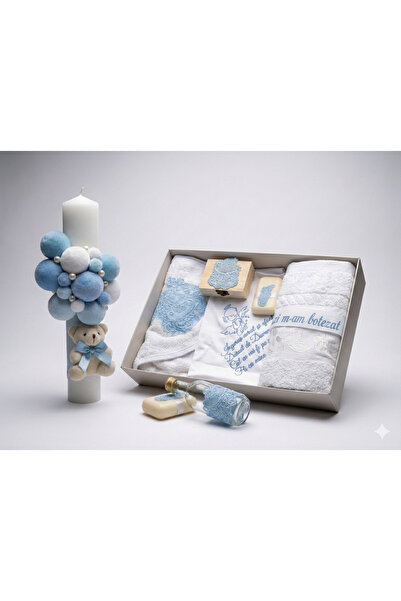 MASSIBEBE Set complet trusou botez premium și lumânare decorată cu tematică u...