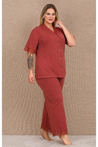 by İGP Σετ Πιτζάμες Καφέ Χρώμα Βαμβακερό Βαμβάκι τεμαχίων Κοντομάνικο Δαντέλα...