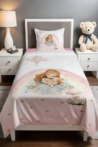 EVPANYA مجموعة الأميرة النائمة والأرنب منقوش مفرد للأطفال الصغار قماش بيكي