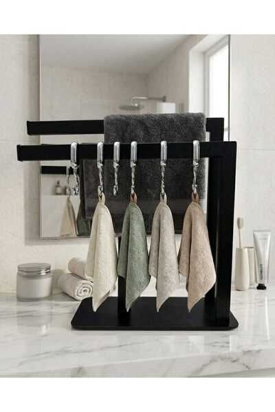 Dersel Dekor Modern Matte Black Square Metal Paper Towel Holder and Towel Rack Countertop Stand Organizer