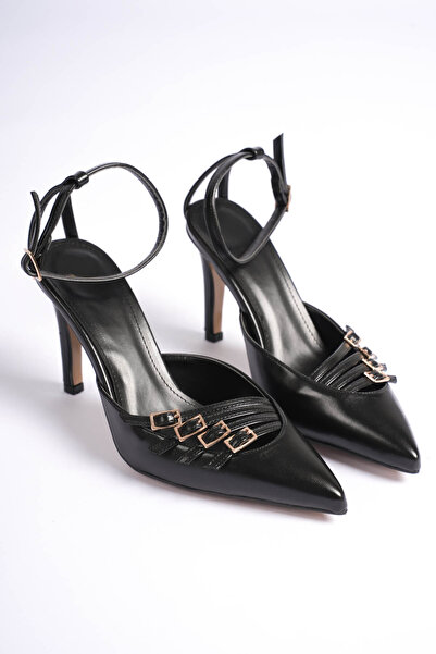 LEVONYA Λίντια Γυναικεία Μαύρη Με λεπτομέρεια ζώνης Παπούτσι με τακούνι