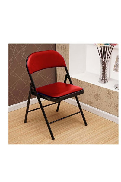 Un كرسي قابل للطي للرحلات و التخييم قماش جلد أحمر