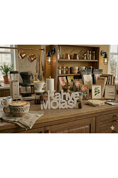 Coffee Corner Accessory Set - Coffee Break Design Text And Cute Core Figure - 3 Pieces