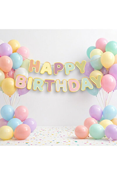 BALON DİYARI Özel Kesim Happy birthday banner balon dahil süslemesi kaliteli ...
