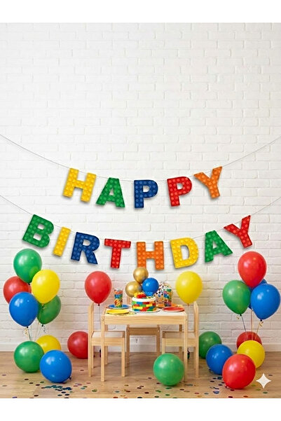 BALON DİYARI Colorful Balloon Special Cut Happy Birthday Banner Decoration Hi...