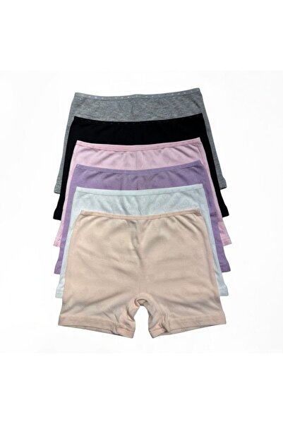 KAİZEN 6-piece set of colorful girls' lace shorts, 100% Cotton, sizes 3-16 years