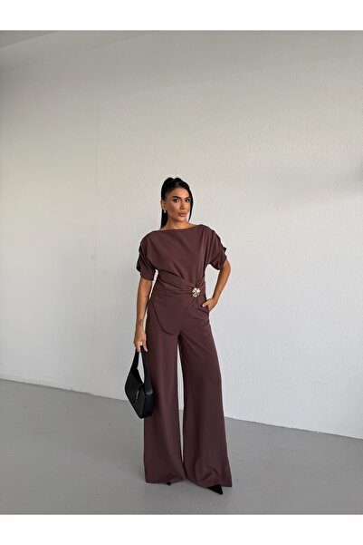 NEW STATION REMODA Ασύμμετρο σετ ρούχων από ύφασμα με νήματα Μεδίνας