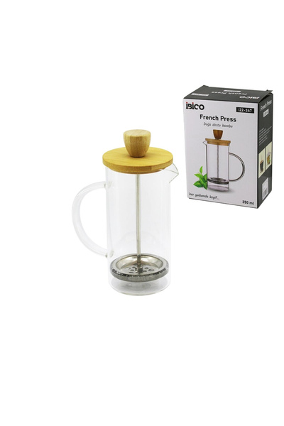 shopwave French press Bamboo lid 350ml glass plant filter (5047)