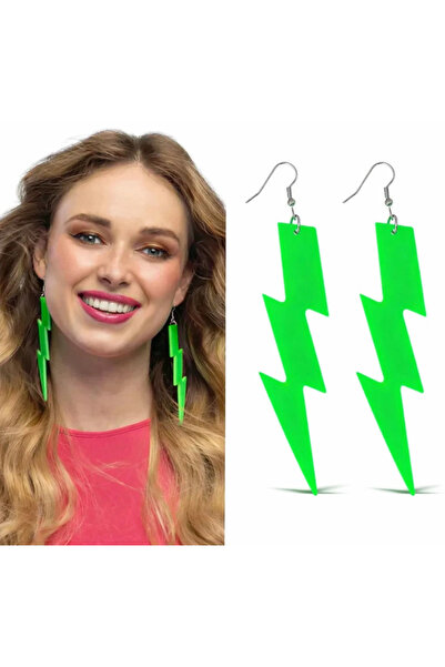 Najmaddin ثمانينيات التسعينات و التسعينات # 39؛ أقراط ريترو نيون جرين بولتر 1...