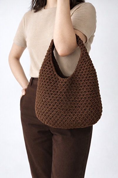 MSM Ms'M Hasır Çanta, Kahverengi Hasır Çanta, Plaj Çantası, Omuz Çantası, Tat...