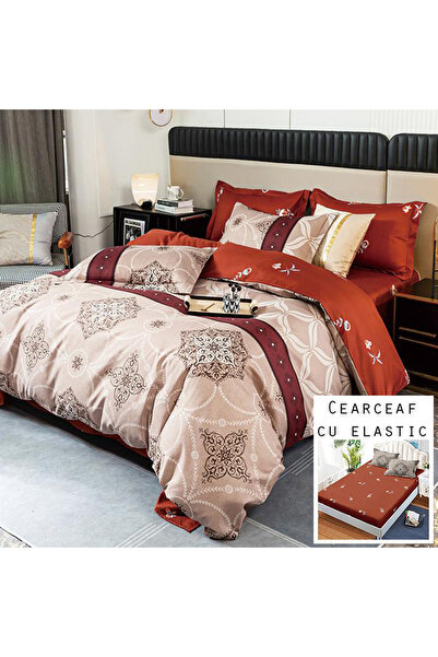 Patul Bed Linen, Satin Cotton, Sulphur, 2 Persons, Double Bed, 4 Pieces, Fitt...